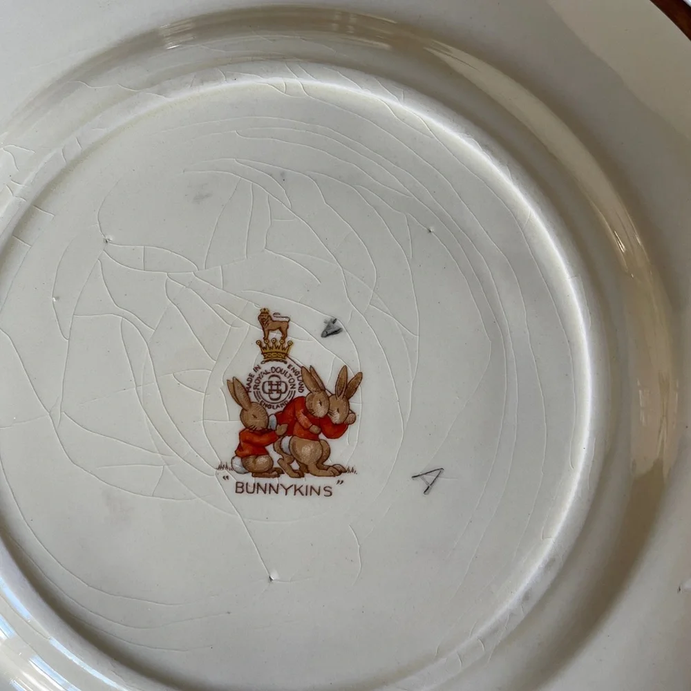 Royal Doulton Bunnykins 3 Piece Set - Vintage 1930-1950’s, “A” Stamped Back